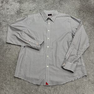 Untuckit New Dunn Slim Fit Button Down Shirt Mens XL Gray Gingham Check Cotton